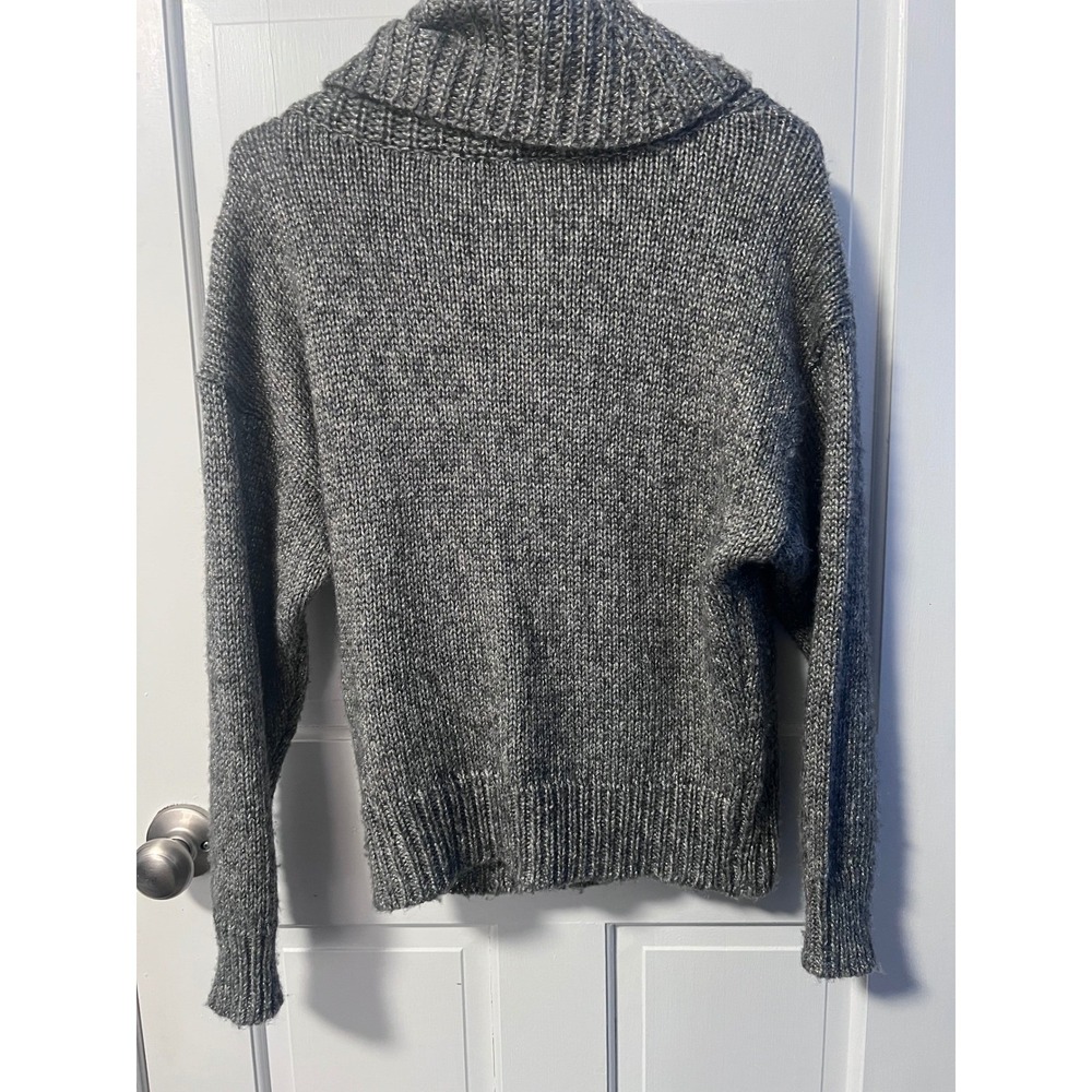 White House Black Market Zip Neck Sweater S Gray Chunky Knit - Picture 9 of 10
